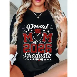 100% Cotton Proud Mom of A 2026 Graduate Senior Class of 2026 Graduation T-Shirt