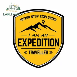 New 2026 EARLFAMILY Expedition Travel Car Sticker Never Stop Exploring Decal JDM Off-road Rear Windshield Trunk Decoration Funny Car Sign car decor accessories