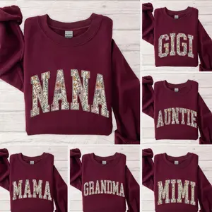 Grandma Sweatshirt Burgundy Mama Sweatshirt Mothers Day Gift Mimi Nana Gigi Shirt Cozy Fall Family Sweatshirt