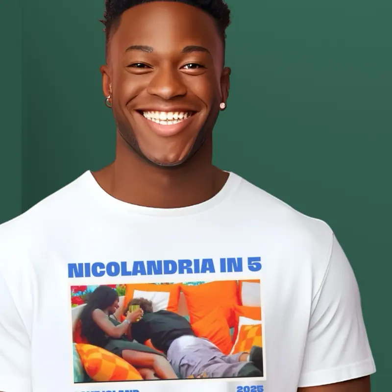 Nicolandria Tee - Love Island USA Graphic Streetwear Gildan 5000 Short Sleeve Shirt for Nic Olandria Fans - Trendy Gift Apparel, Unisex