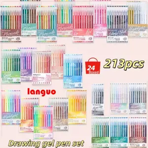 Languo 213 color gel pen set with 0.6mm fine tip, rich colors, and large capacity ink, suitable for adult diary, DIY graffiti, coloring, Art drawing and other artistic creations. Stackable acrylic markers suitable for handwriting, painting
