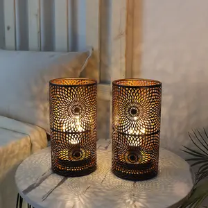 JHY DESIGN Set of 2 Lighting Accessories Black Table Metal lamp Battery Powered Cordless Accent Light with Edison Style Bulb Battery Operated Great for Weddings Parties Patio Events for Indoors Outdoors