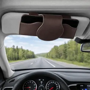 PU Leather Car Glasses Case Eyeglass Case Shock-proof Car Sunglasses Holder Stable Wear-Resistant Sun Visor Storage Box