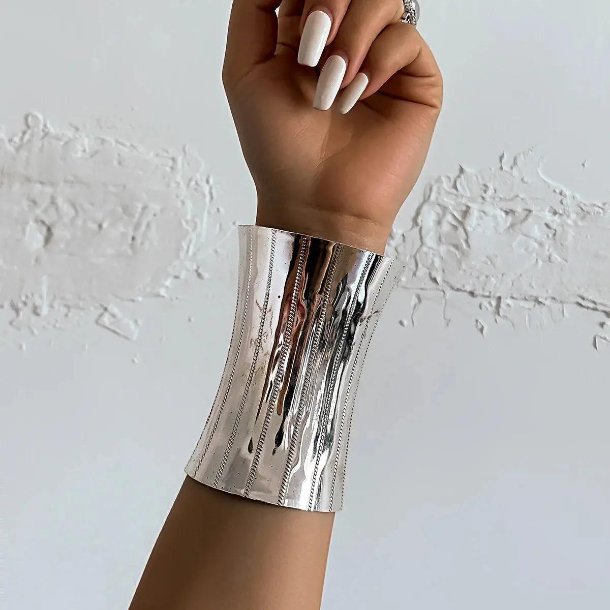 Thick Silver Bangle Cuff Wrapped Retro Cuff, Costume Jewelry & Accessories