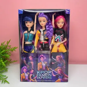 3-Piece Kpop Demon Girl Group Collectible Vinyl Dolls, 12-Joint Action Figures, Perfect for Fans and Collectors, Unique Anime Merchandise, Collectible Figurines