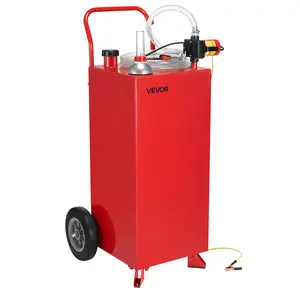 VEVOR 30 Gallon Gas Caddy,  Max Flow 32L/min, Diesel Tank with Electric Pump, Diesel Storage Tank with 2 Wheels & 10 ft Hose, Gas Container for ATV, Car, Mowers, Boat, Motorcycle, and More, Red