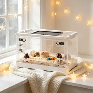 Stackable Small Animal Cage - Suitable for Mice, Gerbils, Hamsters, Easy to Clean Pet Habitat Enclosure