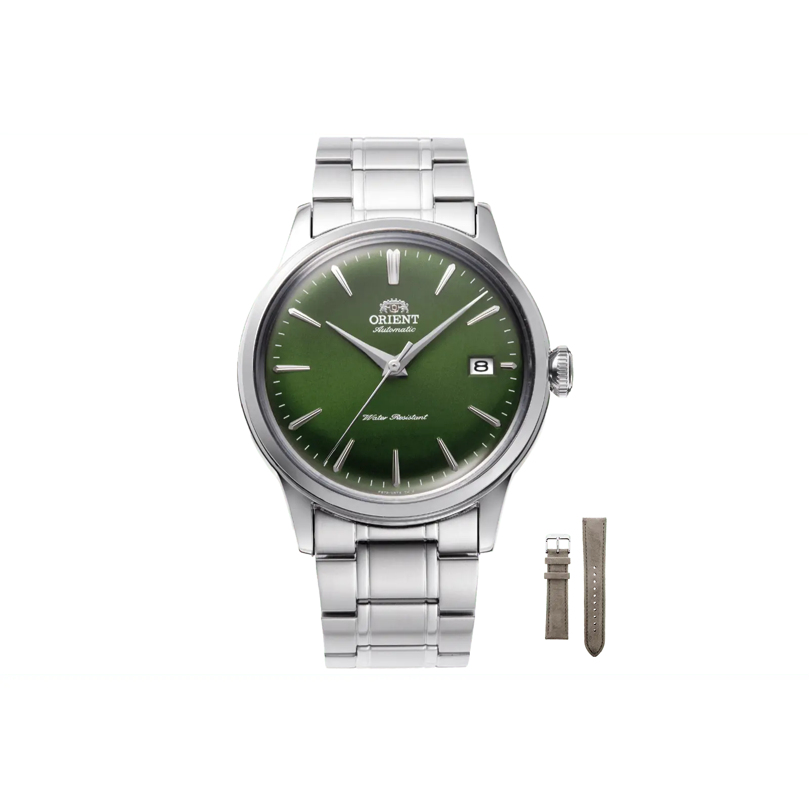 Orient Watch Bambino V7 Men's Automatic Stainless Steel Dress Wristwatch, 38mm Green Analog Dial with Date and Extra Suede Strap, Fully Automatic Watch, Automatic Watches, Casual Business Wristwatch