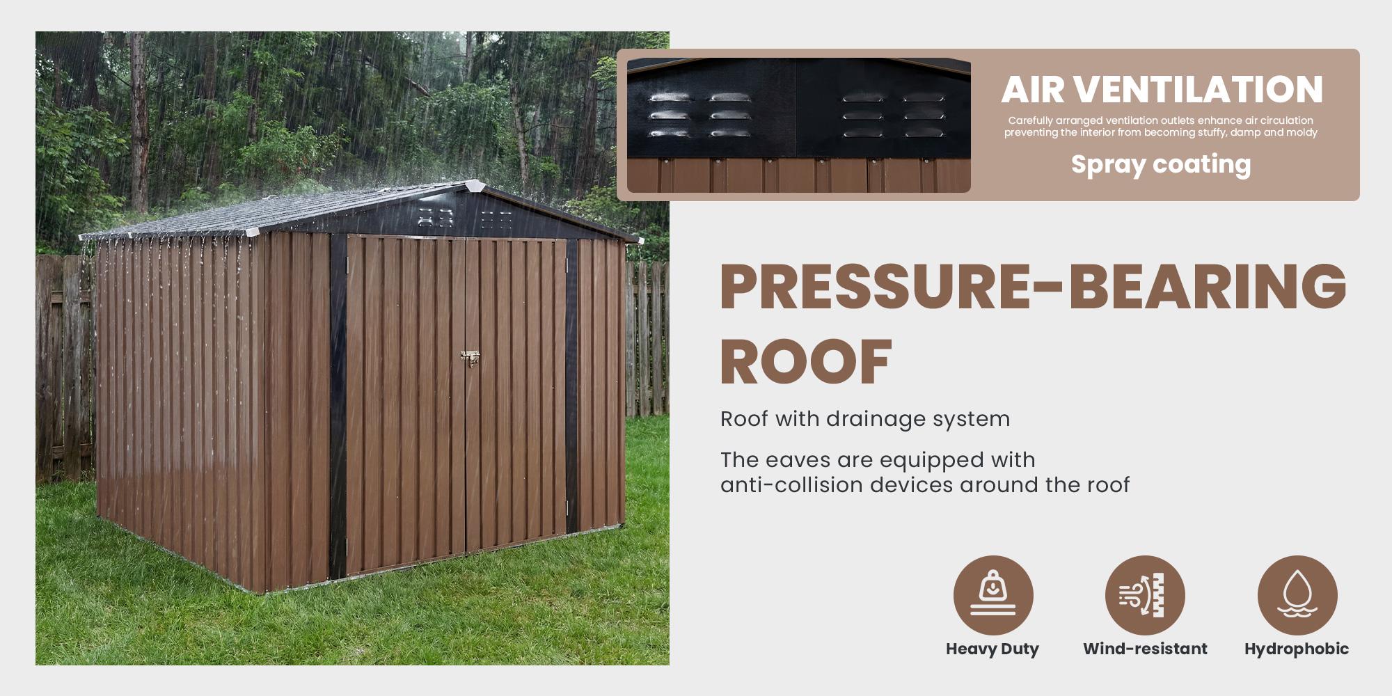 Outdoor Metal Storage Shed with Base Kit - Garden Tool Storage, Bike Shed, Backyard Organizer - Weather Resistant Utility Shed