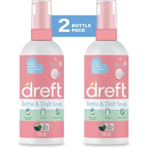 Dreft Bottle and Dish Soap |   Made to Clean Baby Bottles, Sippy Cups, Pacifiers, Breast Pumps, & More |   Gently Removes Milk Film & Odors |   Plant Based, Fragrance Free Dish Soap |   3 Fl Oz (Pack of 2)