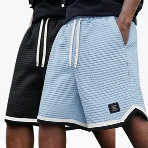 2 Pack Plus Size Men's Waffle Knit Shorts - Elastic Drawstring Waist Casual Summer Shorts with Breathable Soft Fabric, Solid Color Versatile Design, Plus Size Men's Shorts Gray Mens Tropical Menswear Big short shorts