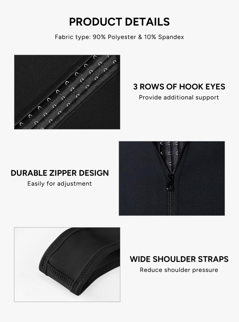 【Nebility】Men's  Waist Trainer Trimmer Compression Vest Steel Bone Support  Outdoor Sport Exercise Athletic Shapewear Fitness Zipper