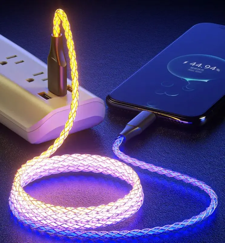 Type-C LED Light Up Charging Cable - 7 RGB Colors Gradual Changing USB Data Cable, Fast Charge & Sync 3.3FT, Universal Cell Phone, Device Connectivity, Android Compatible