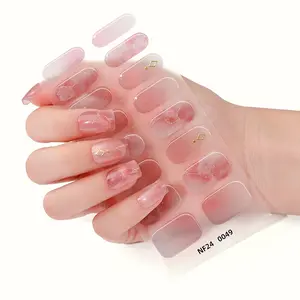 16pcs Gradient Gel Nail Strips, Shiny Marble Self-Adhesive Set, Shimmer Manicure, UV Lamp Required, Easy Apply & Remove, DIY Nail Art Kit for Women & Girls, Nail Art Sticker