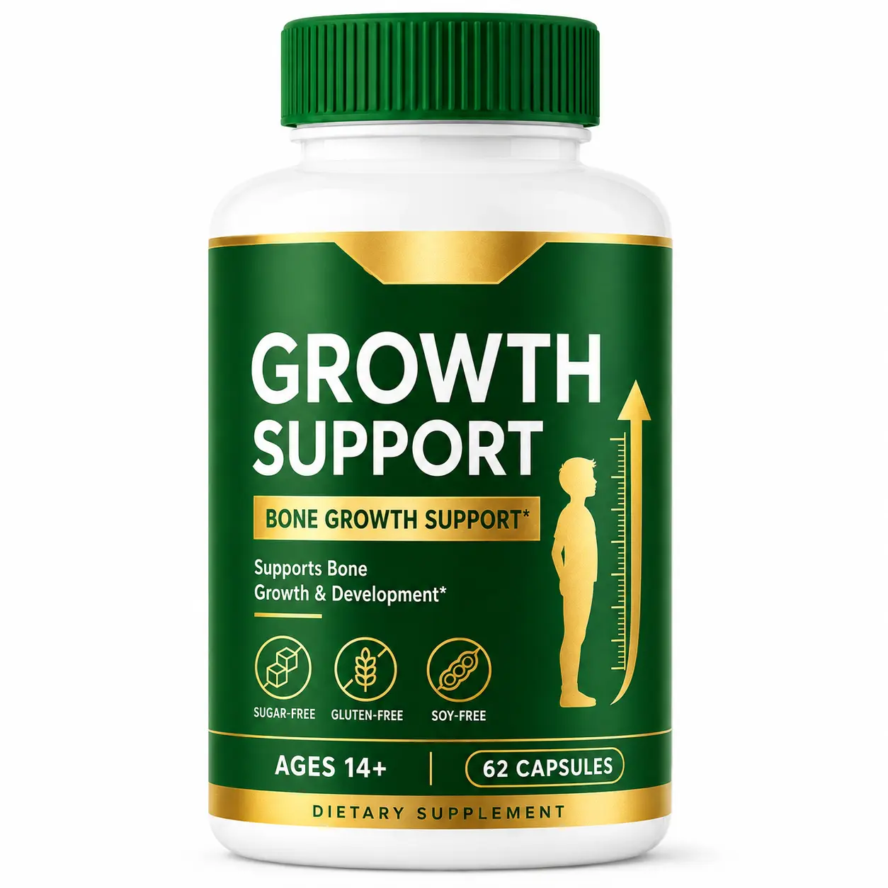 Height Growth Support Wellness Capsules - Vitamin-Infused Natural Supplement for Bone Health, Calcium Support, Daily Growth & Development Dietary Supplement, Wellness Capsule