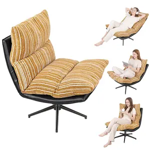 Rocking Swivel Accent Chair, Oversized Comfy Reading Chair with 360-degree Swiveling, 3 Levels Adjustable Backrest, Ergonomic Reclining Lounge Chair for Living Room, Bedroom, Office