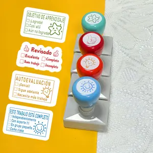 Colorful Graded Comment Stamp for Spanish Language, Self-Assessment Learning Goals, Teacher Grading & Project Completion, Encouraging Improvement Office Supplies
