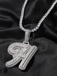 New Arrival Initials Single Cursive Letter Pendant Necklace Baguette Big Letter A-Z Birthday Gift Women Men Personalized Initial Necklace Fashion Jewelry