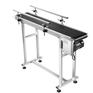 Summervibes VEVOR Belt Conveyor, 47x 7.8 inch Conveyor Table, Heavy Duty Stainless Steel Motorized Belt Conveyor for Inkjet Coding Applications Powered PVC Belt Anti-Static Adjustable Speed (Double Guardrail)
