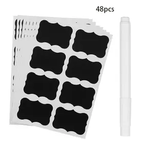 Blackboard Labels Stickers with Marking Pen, DIY Kitchen Storage Erasable Spice Labels for Jars Bottles Containers Self Adhesive Stickers