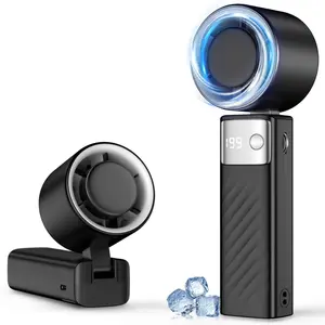 Portable Handheld Turbo Fan, Personal Rechargeable Fan, 199-Speed Adjustment Foldable Mini Fans, LED Display Fans for Outdoor Indoor, Powerful Turbo Fan, Multifunctional Cooling Fan