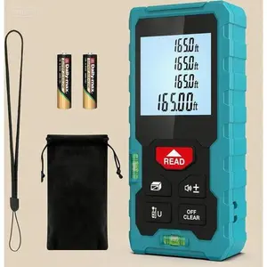 High Accuracy Laser Distance Measure 165ft with Larger Backlit LCD Display, Compact Laser Measurement Tool ft/m/in Switching, Bubble Level, Digital Tape Measure for Home Renovation, Portable Construction Measuring Device