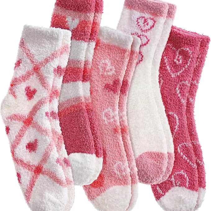 Fuzzy Socks for Women Soft Fluffy Home Sleeping Socks Cozy Warm Slipper Socks 6 or 5 Pairs Comfortable Material Ideal for Chilly Evenings