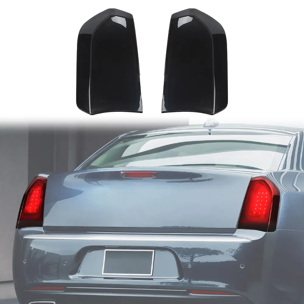 Smoked Black Car Rear Tail Light Cover Guard Trim - Laser-Cut Fit Auto Accessory for 2015+ Chrysler 300/300C Vehicles, Tail Lights