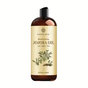 Gorgique Jojoba Oil 200ml - Cold Pressed Skin & Hair Care - Natural Green Moisturizer for Men & Women - Suitable for All Hair & Skin Types body oil