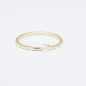 Moon Dangle CZ Stone Gold Ring