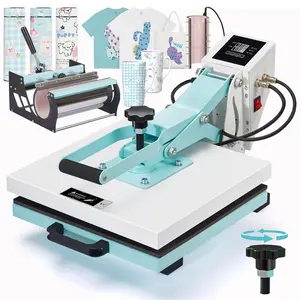 Amerlife  Heat Press, Industrial-Quality Digital Sublimation Heat Press Machine for T-Shirts, Mugs, 30oz Mug Press, Sewing Rulers, Blue