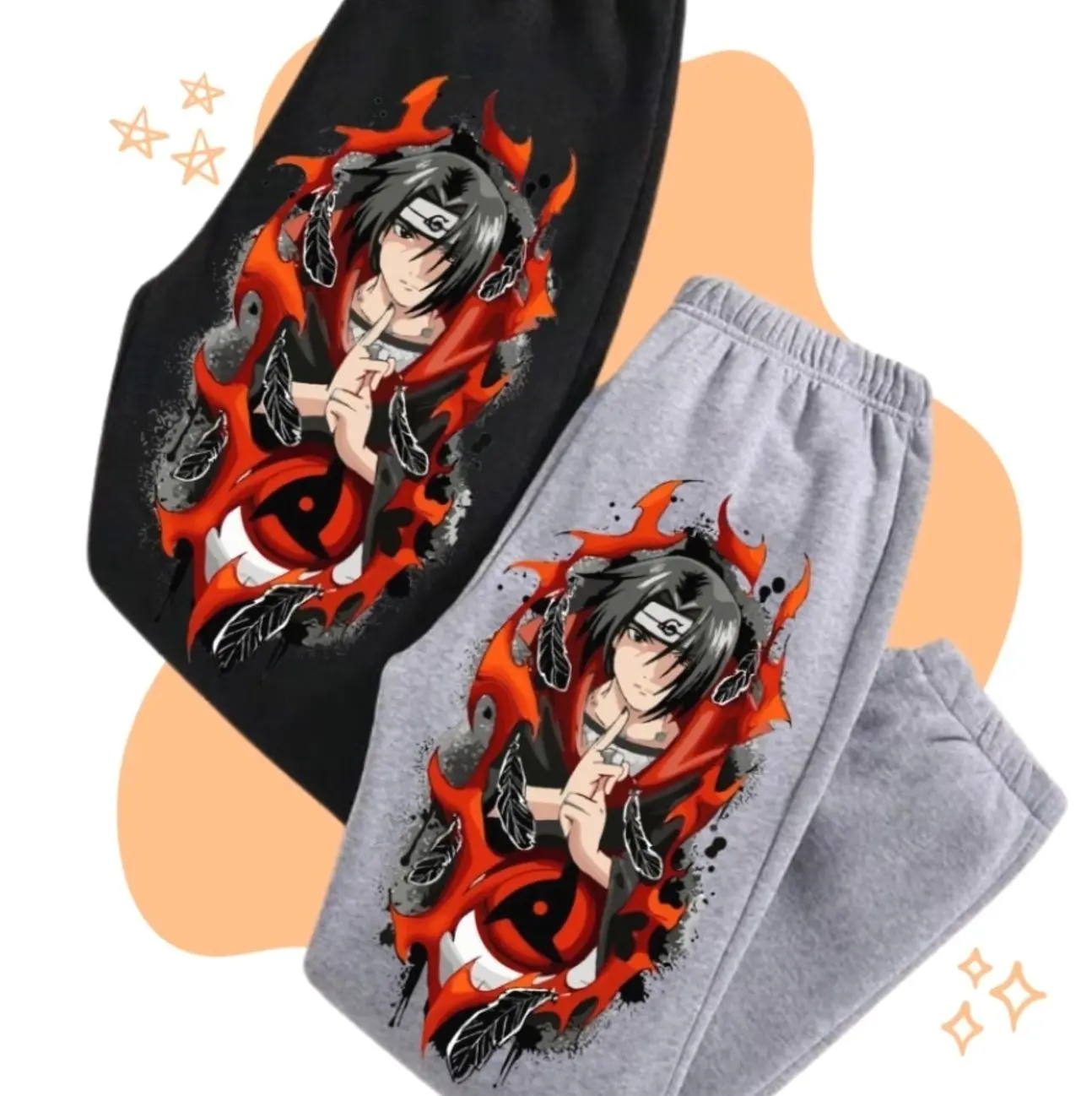 Itachi Anime Sweatpants, Fiery Ninja Warrior Sweatpants, Anime Graphic Tee, Gift For Fan Anime JB4