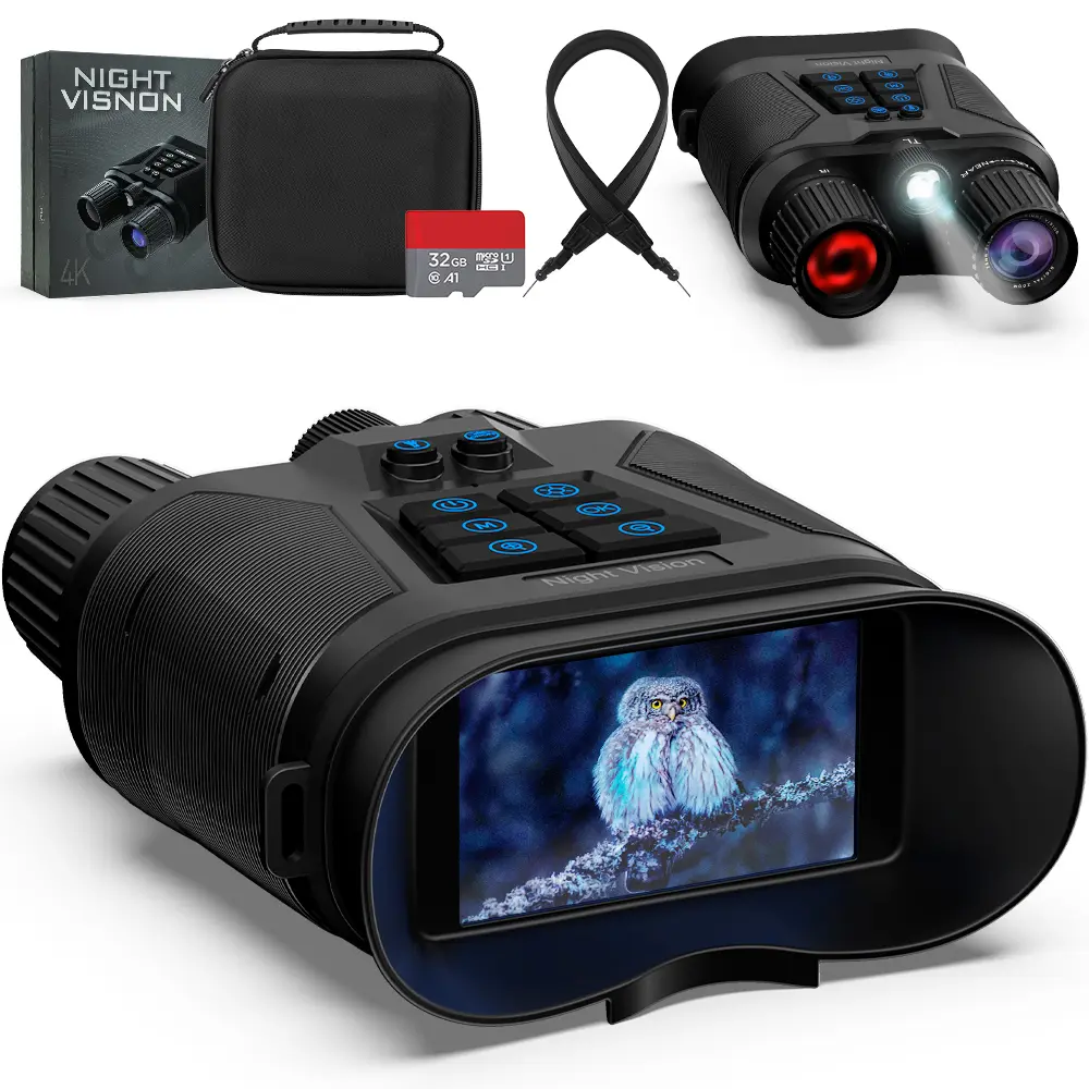 Night Vision Goggles Binoculars for Adults, 4K 3'' HD Screen Binoculars,Photo and Video with 32GB TF Card, Black,Flashlight, 8X Zoom, for Hunting and Surveillance,Christmas gift