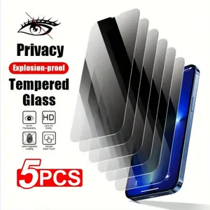 5 pieces of anti peeping screen protector suitable for iPhone 16 Pro max 16E 14 13 15 17 12 11 Air Pro Max Plus privacy explosion-proof phone tempered glass protective film cover