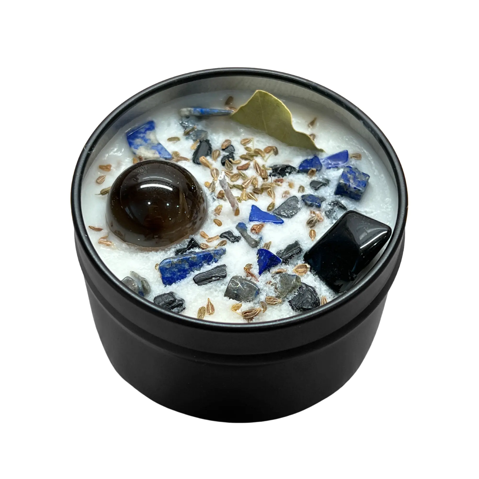 Witches Shield of Protection Herbal Intention Crystal Candle | Ritual Altar Tool Crystal Stone Spell Scented Soy Candle Gift Dragons Blood