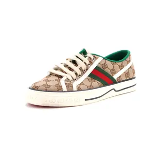 Pre-owned Gucci 1977 Tennis Sneakers GG Canvas by Rebag