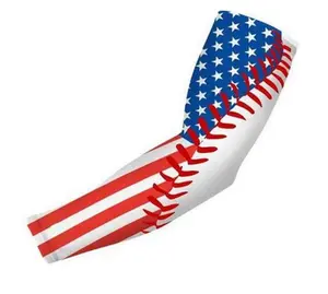 Baseball Compression Arm Sleeve USA Flag Baseball Stitch