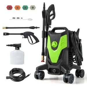COSTWAY Electric Pressure Washer, 2400 PSI 1.7 GPM High Pressure Power Washer w/4 Quick Nozzles & Universal Wheels, Portable Pressure Washer IPX5 Car Wash Machine, Cleaning Garden Car Floor