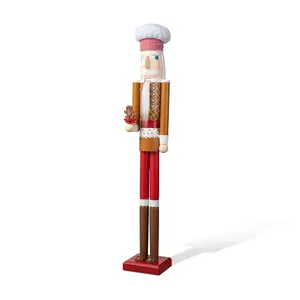 Glitzhome 42" Wooden Christmas Gingerbread ChefNutcracker
