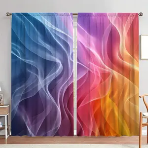 Abstract Smoke Pattern Door Curtain, 1 Set Colorful Smoke Print Door Curtain, Home Decor for Living Room Bedroom, Room Divider Curtain