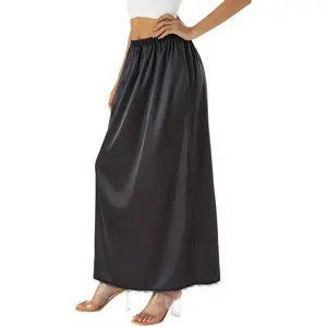 Half Slip Lace Long Underskirt Women's Satin Half Slip Half Slips for Under Dresses Slip Fabric Womenswear Maxi Black Bottom Polyester Slit Casual