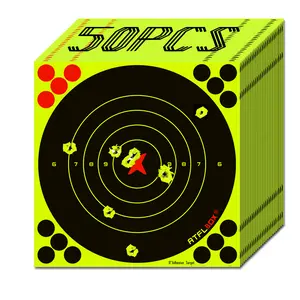 ATFLBOX 8 Inch Splatter Adhesive Bullseye Fluorescent Yellow Shooting Target Stickers, Shooting Outdoor and Indoor Ranges, Rective for Handguns, Rifle, Pistol, Pellet Guns, Airsoft, BB Guns