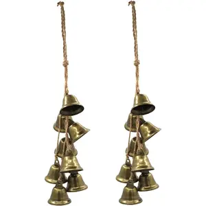 2 count  Bells Protection for Door Knob Hanger Wind Chimes Witchy Things Clear Negative Energy  Supplies for Boho Home Room Decor (Brown, 2)