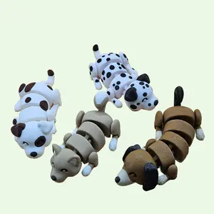 Lazy Flexi Dogs - 3D Printed Adorable Figures  - Articulated  - Great gift for Dog Lover -Fidget  Desktop Pets Dalmatian, Weiner, Shiba Dogs Decor Standing