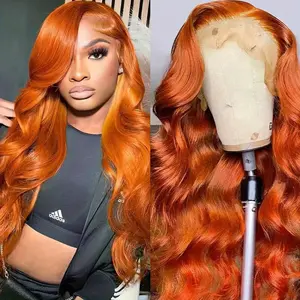 Ginger Wig Human Hair 13x4 Ginger Lace Front Wigs Human Hair Body Wave HD Lace Frontal Pre Plucked Colored Orange Wig for Women  Wigs 180 Density