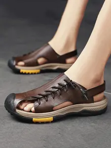 Men's Microfiber Leather Beach Sandals, Lightweight Comfortable Sports Sandals, Outdoor Beach Sandals for Men