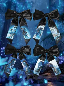 4pcs Avatar Themed Oversized Bow Clip - Multiple Character Prints Ribbon