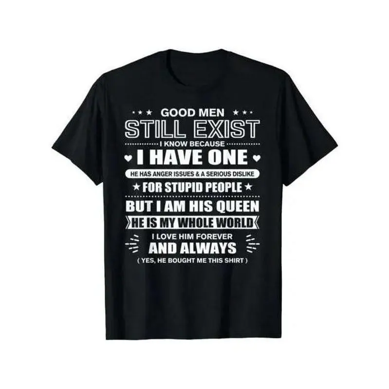 Men's Short-Sleeve Loose Fabric Sports Streetwear T-Shirt - "NEW Good Men Still Exist Yes He Bought Me This Funny Wife Quotes" Print, S-3XL, Top