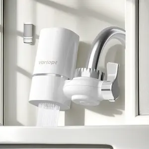 vortopt Sink Faucet Water Filter, Fast Flow - 400 Gallon Faucet Mount Water Filter System for Tap Water, NSF Certified Home White Modern Fixtures