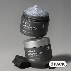 GLAM UP Clean Bubbling Carbonated Clay Mask for Flawless Face Purifying- Blackhead Remover, Peel Off, Pore Clearing (135ml) 2 PACK